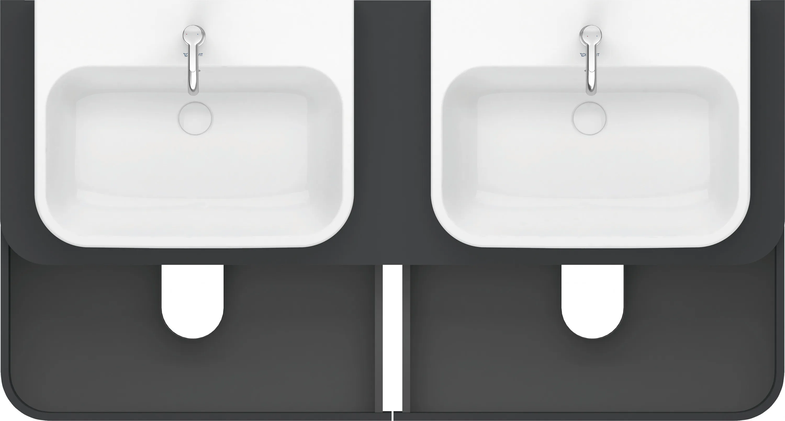 Duravit Waschtischunterschrank wandhängend „Happy D.2 Plus“ 160 × 40,8 × 55 cm Graphit Supermatt