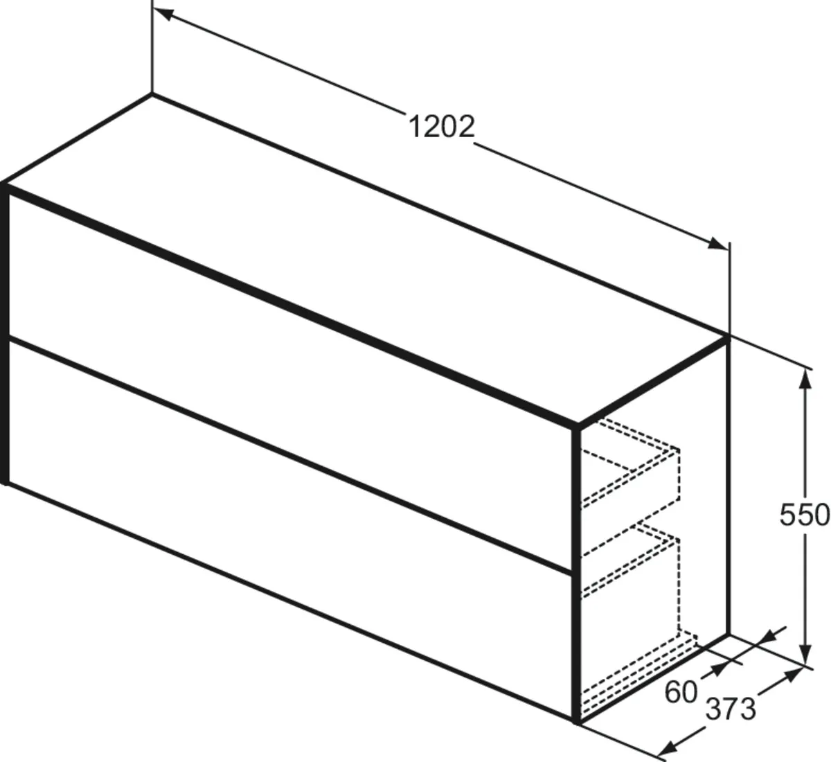Ideal Standard Waschtischunterschrank „Conca“ 120,2 × 55 × 37,3 cm Anthrazit matt lackiert