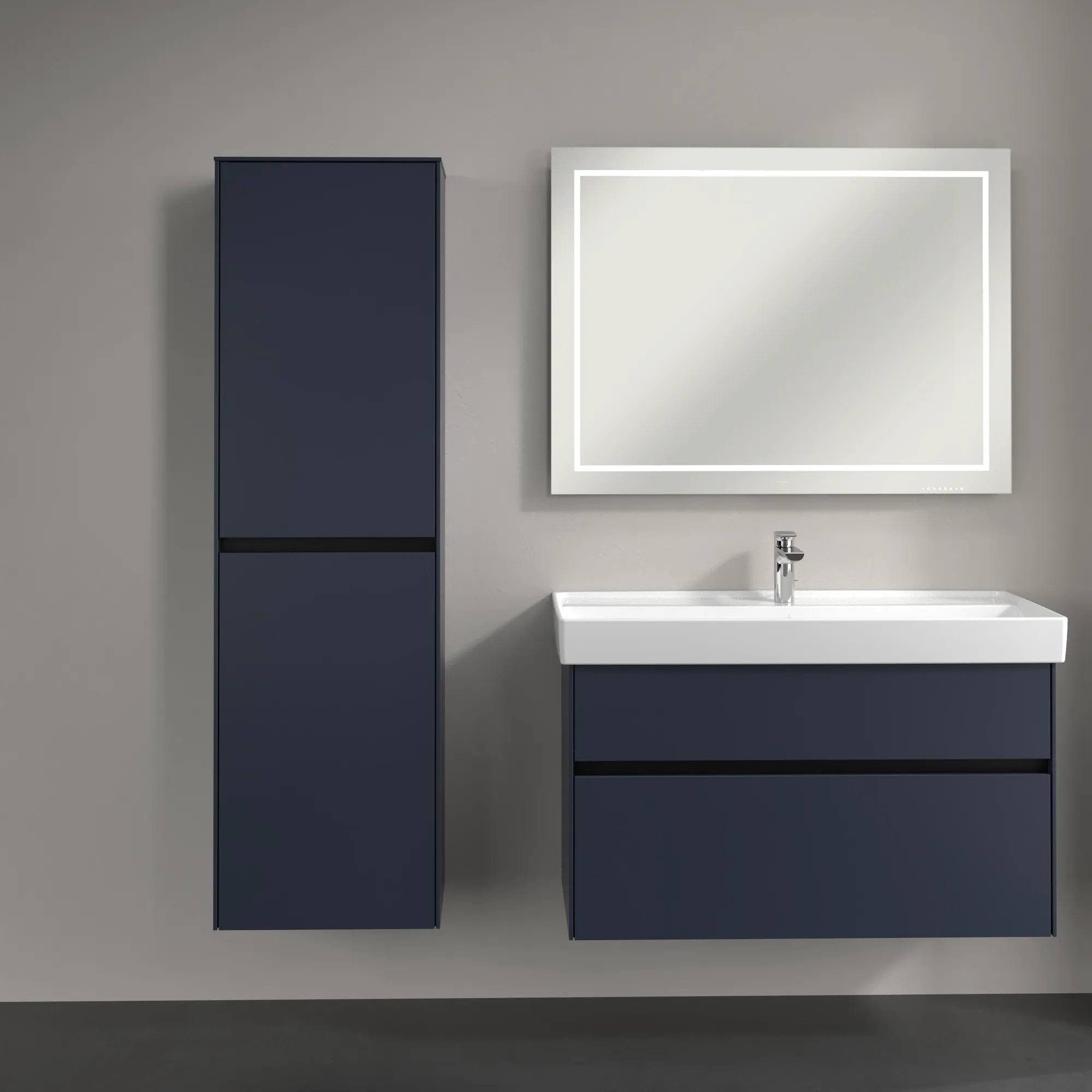 Villeroy & Boch Hochschrank mit Wäschekorb „Collaro“ 45,4 × 153,8 × 34,9 cm ohne Beleuchtung, Anschlag links, 1 Tür