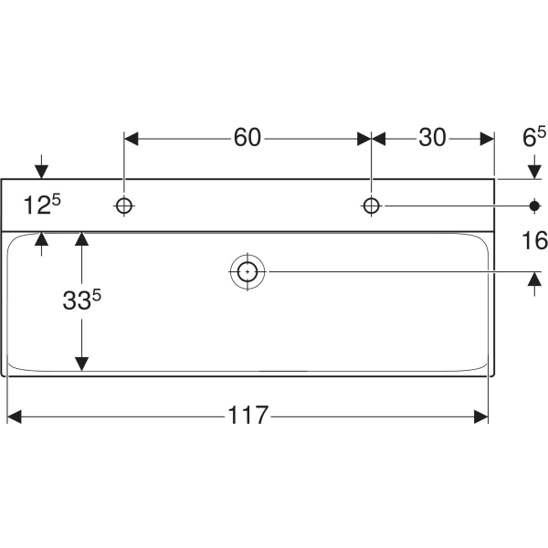 Wandwaschtisch „Xeno2“, rechteckig, mittig 120 × 48 cm in weiß alpin mit KeraTect®