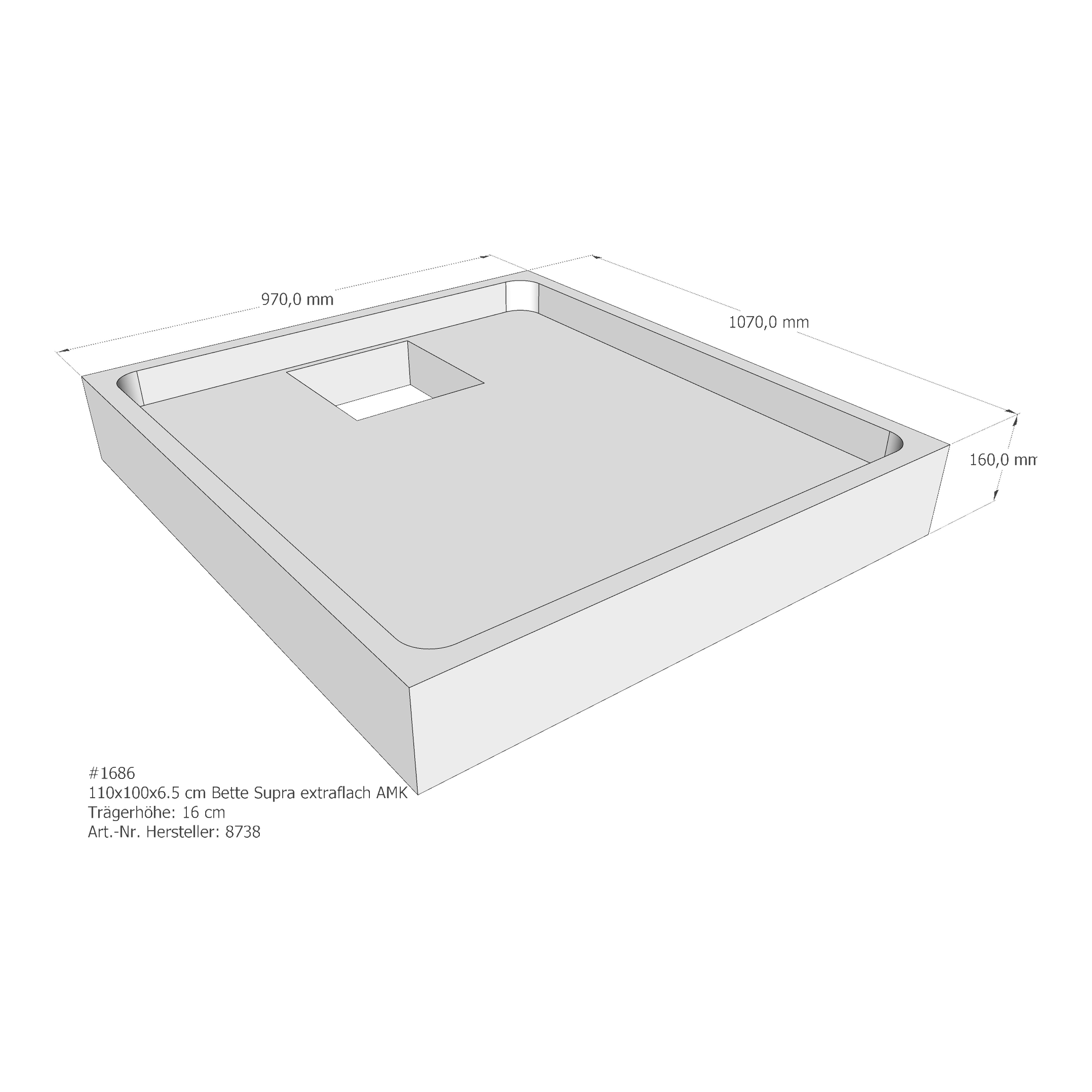 Duschwannenträger für Bette BetteSupra (extraflach) 110 × 100 × 6,5 cm