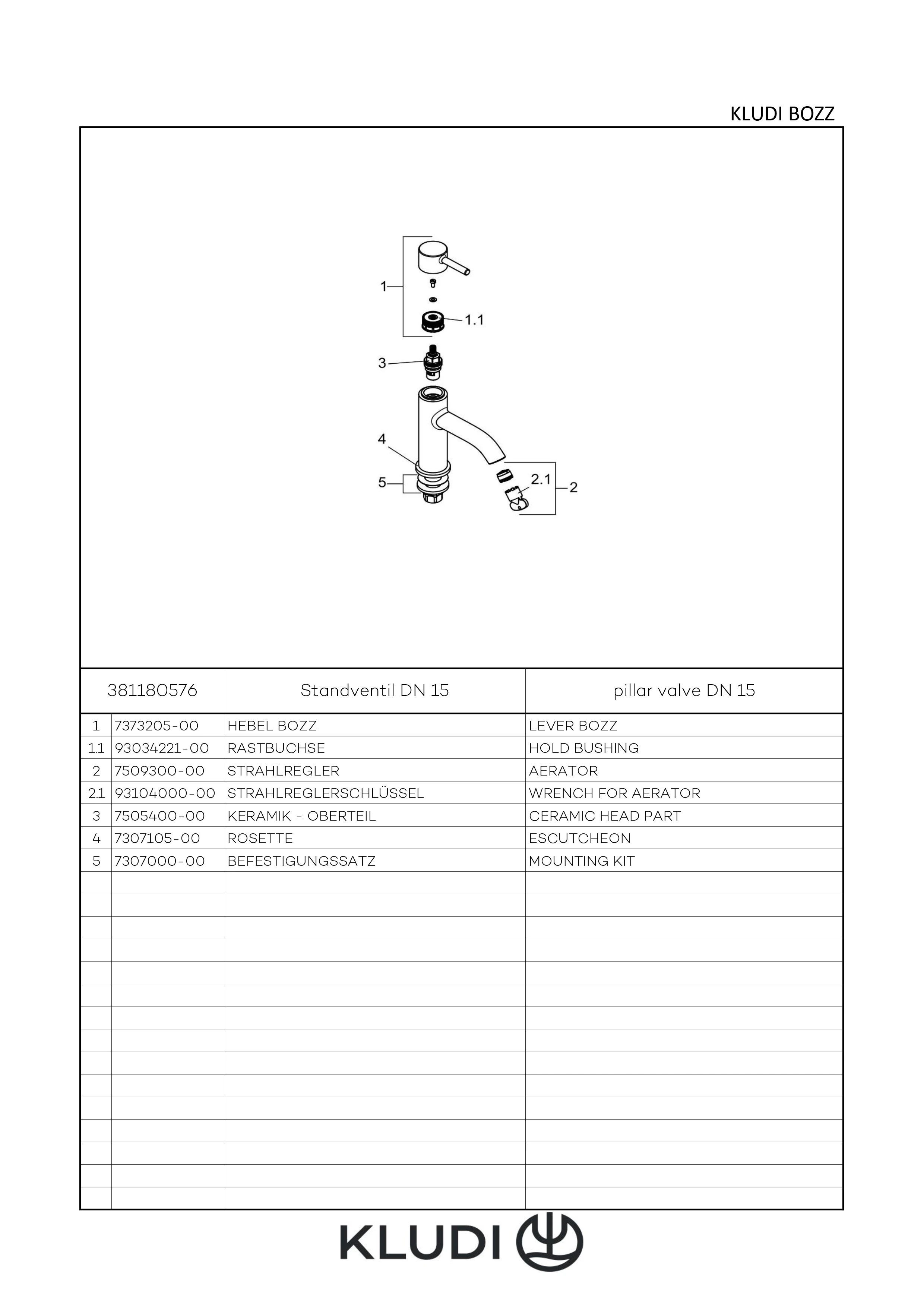 BOZZ Standventil chrom BOZZ Standventil chrom