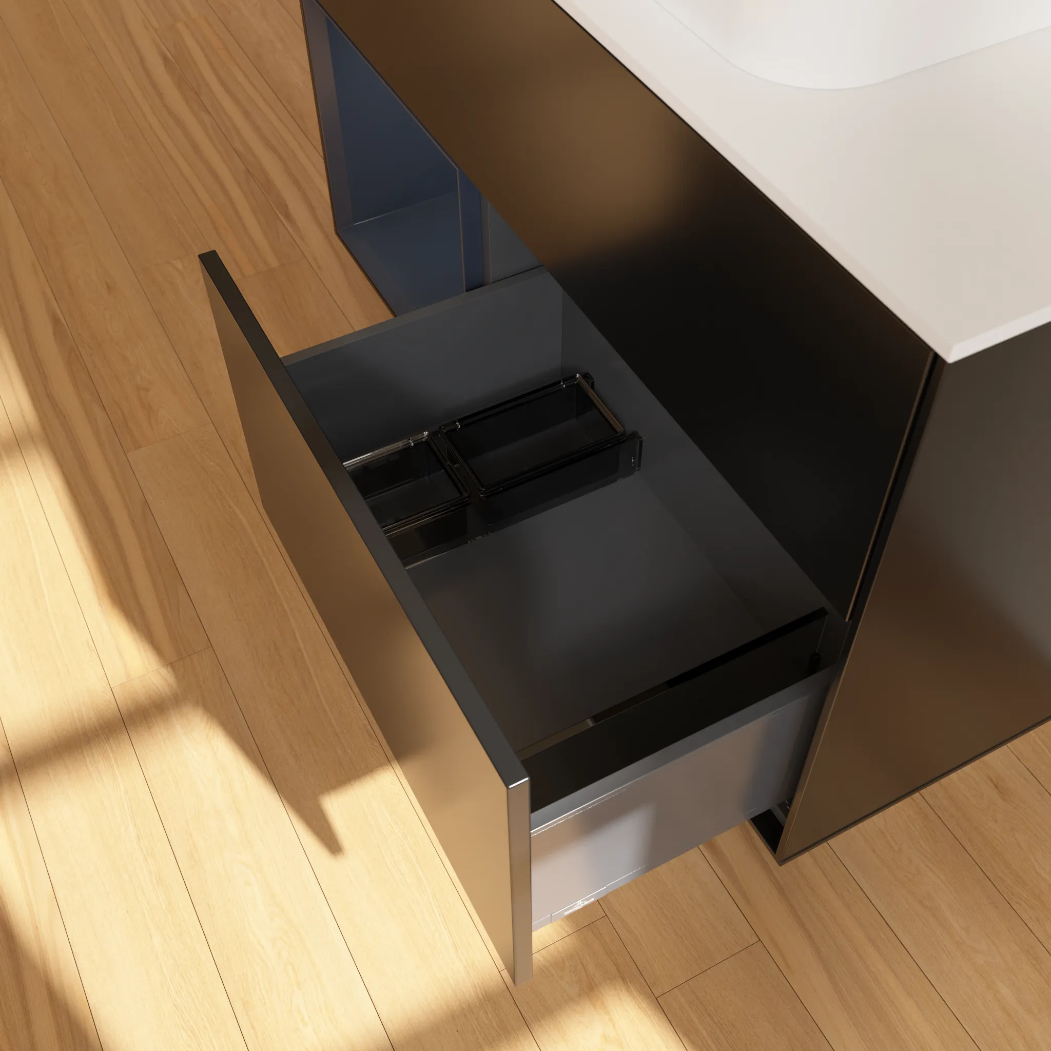 Villeroy & Boch Waschbeckenunterschrank Finion F24, 1000x603x501 mm, Black Matt Lacquer / Midnight Blue Matt Lacquer, mit Beleuchtung und Push-to-open Funktion