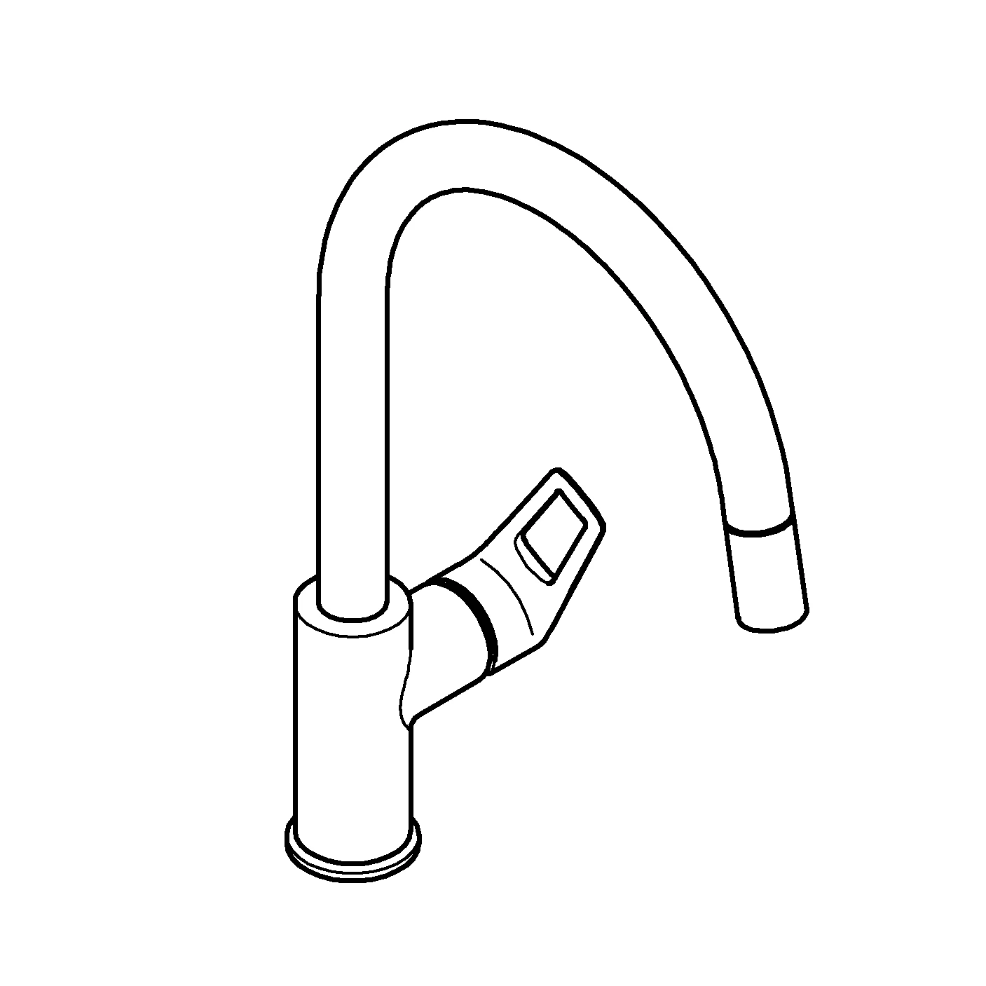 Einhand-Spültischbatterie BauLoop 30543, hoher Auslauf, ausziehbare Laminarbrause, chrom