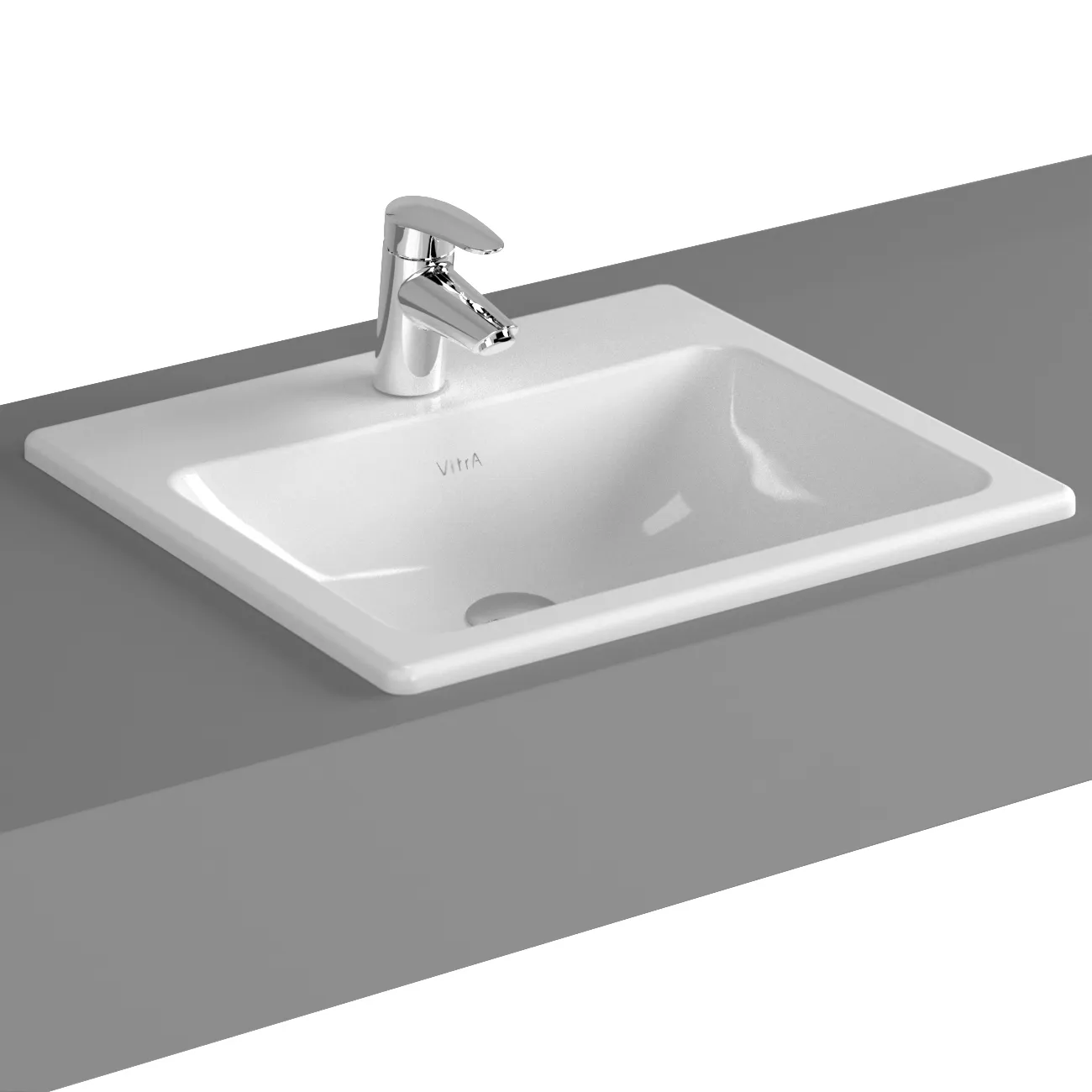VitrA S20 Einbauwaschtisch 50x45 cm, rechteckig, Weiß Hochglanz