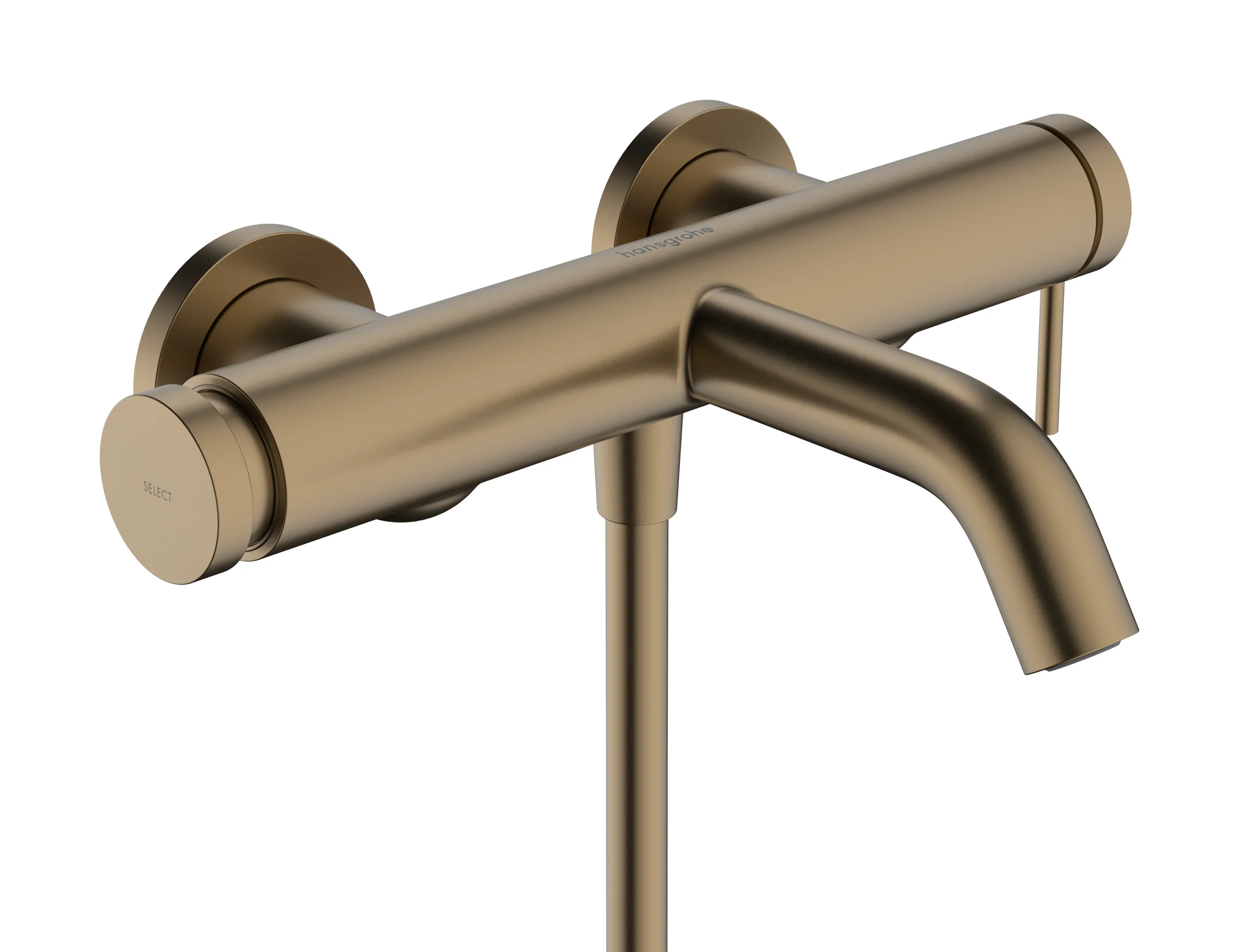 Hansgrohe Tecturis S Einhebel-Wannenmischer Aufputz Brushed Bronze, Ausladung 209 mm, Keramikmischsystem, Druckumsteller Select mit automatischer Rückstellung