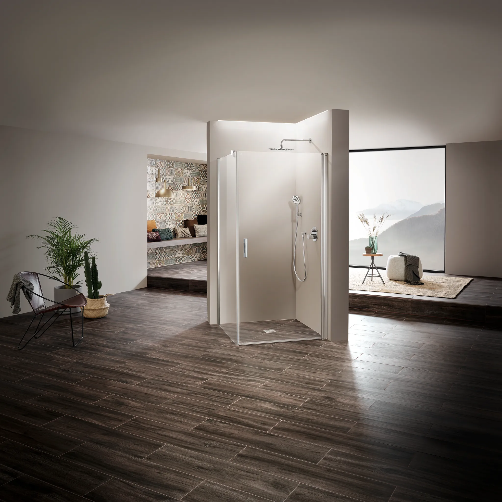 Kermi Duschtür Pendeltür 1-flügelig rechts für Ecke „PEGA“ Glas Klar, Profile Silber Hochglanz, BV: 715 - 740 mm GAK: 700 - 725 mm WE: 725 - 750 mm H: 1850 mm Anschlag: rechts / Breitenverstellmaß: 715 - 740 mm / Glas: Klar / Glasaußenkante: 700 - 725 mm / Höhe: 185 cm / Oberflächenveredelung: ohne KermiCLEAN / Wanneneinbaumaß: 725 - 750 mm