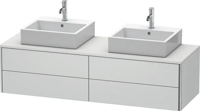 Duravit Waschtischunterschrank wandhängend „XSquare“ 160 × 40 × 54,8 cm Becken: links und rechts / Front- & Korpusfarbe: Weiß Seidenmatt / Größe: 160 × 54,8 × 40 cm / Oberfläche: Lack / Profile: Chrom / Schubladen: 4 Duravit Waschtischunterschrank wandhängend „XSquare“ 160 × 40 × 54,8 cm Becken: links und rechts / Front- & Korpusfarbe: Weiß Seidenmatt / Größe: 160 × 54,8 × 40 cm / Oberfläche: Lack / Profile: Chrom / Schubladen: 4