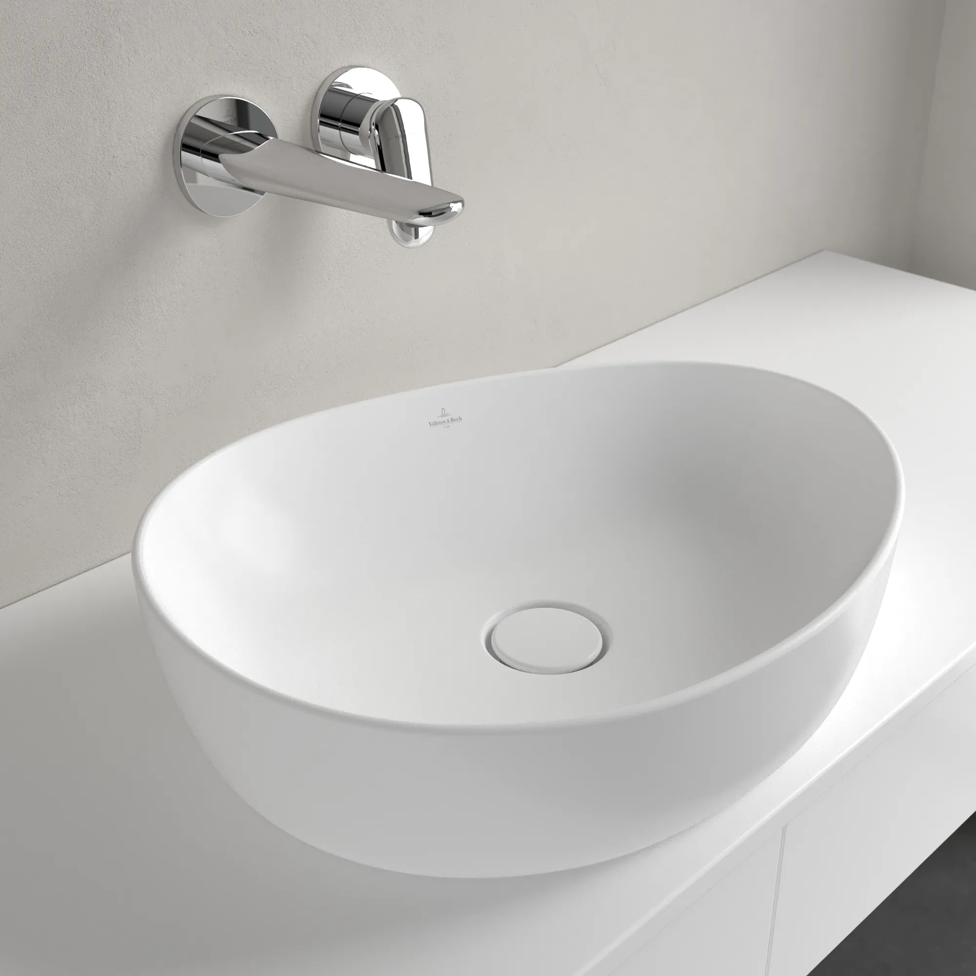 Villeroy & Boch Aufsatzwaschtisch „Antao“ 510 × 400 × 150 mm, ohne Hahnlochbohrung in Stone White Villeroy & Boch Aufsatzwaschtisch „Antao“ 510 × 400 × 150 mm, ohne Hahnlochbohrung in Stone White