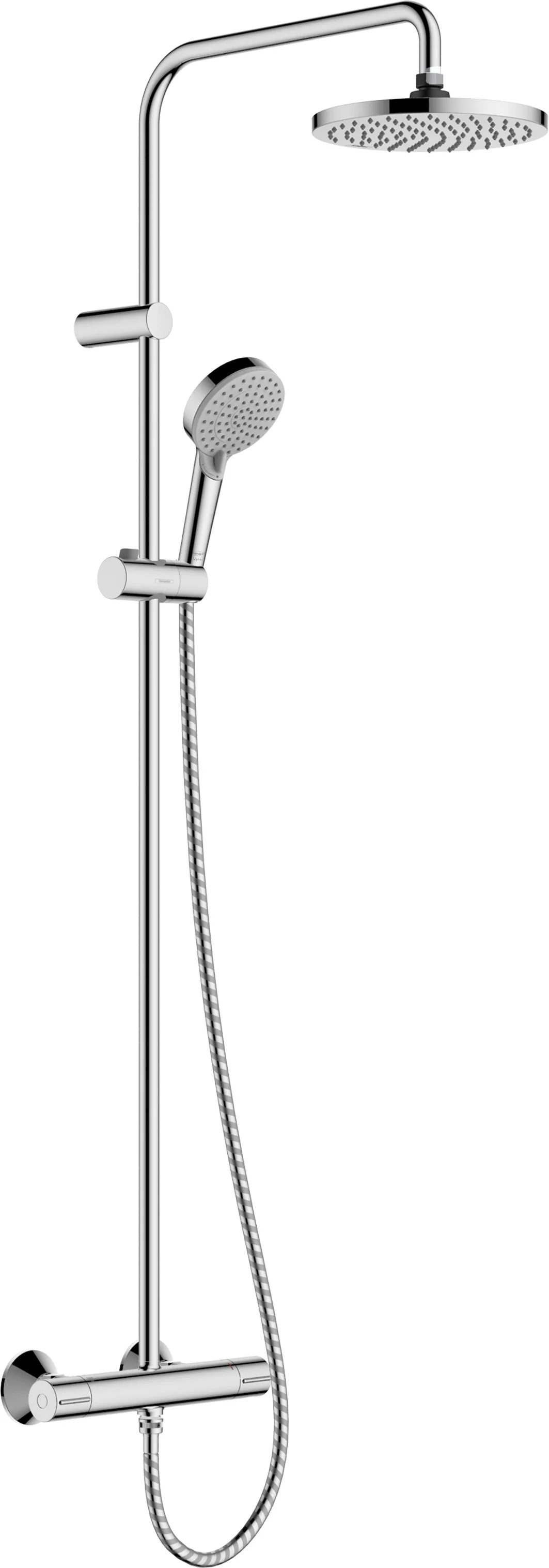 Hansgrohe Vernis Blend Showerpipe 200 1jet EcoSmart mit Thermostat, Chrom, 426 mm Brausearmlänge, DN15 Anschluss