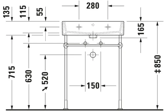 Wandwaschtisch „Vero Air“, mit Überlauf, Hahnlochposition mittig