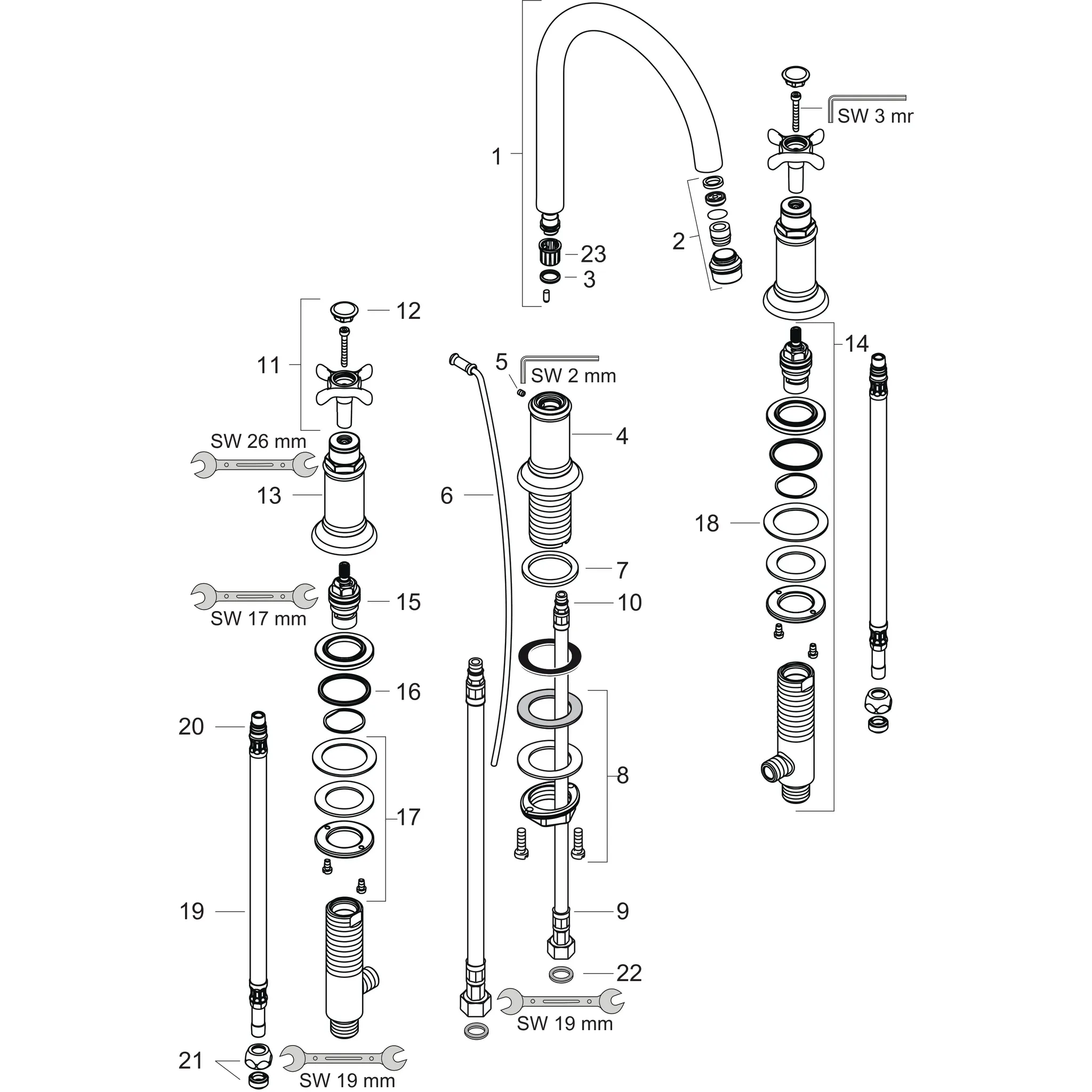 Hansgrohe AXOR Montreux 3-Loch Waschtischarmatur 180 Chrom Hansgrohe AXOR Montreux 3-Loch Waschtischarmatur 180 Chrom