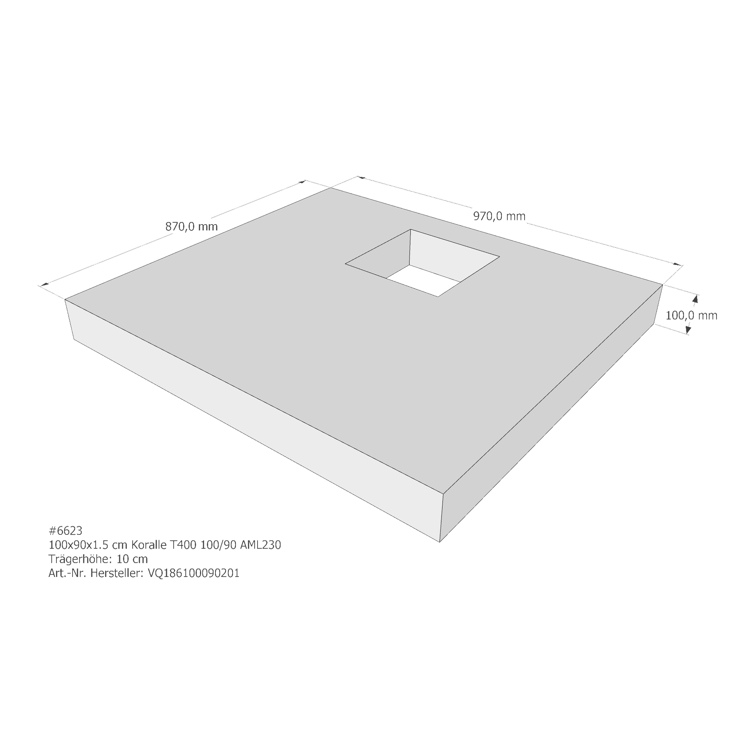 Duschwannenträger Koralle T400 100/90 100x90x1,5 cm AML230