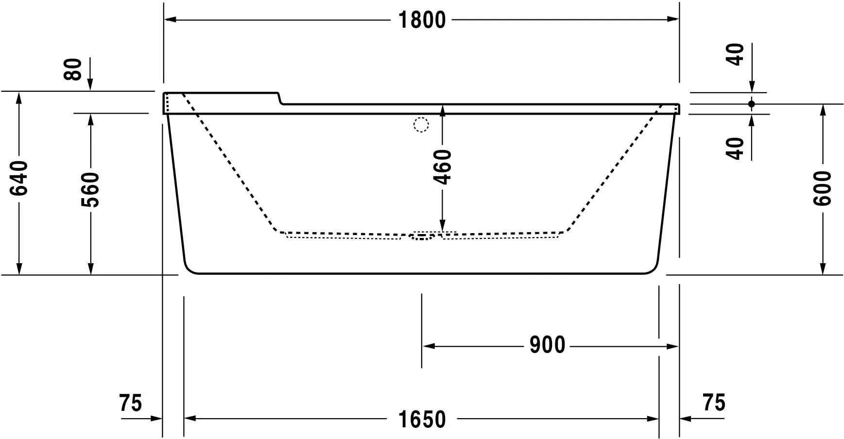 Duravit Whirlwanne „Starck“ freistehend oval 180 × 80 cm