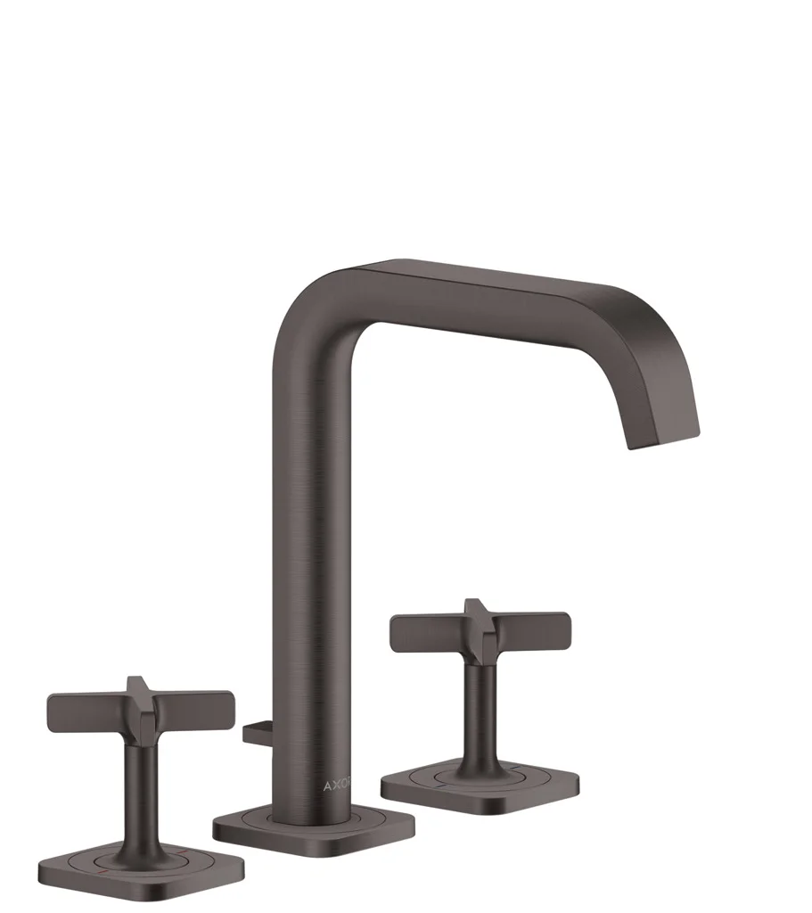 Hansgrohe AXOR Citterio E 3-Loch Waschtischarmatur Brushed Black Chrome, ComfortZone 170, Ausladung 165 mm, Auslaufhöhe 170 mm, Kreuzgriff, Laminarstrahl, max. Durchfluss 5 l/min, Keramikventile 180°, für Durchlauferhitzer geeignet