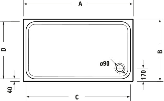 Duravit rechteck Duschwanne „D-Code“ 130 × 75 cm 