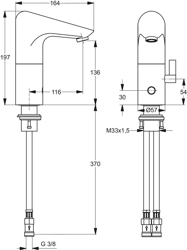 Sensor-Waschtischarmatur Ceraplus, mit Misch, Batteriebetrieben, Ausladung 116mm, Chrom Sensor-Waschtischarmatur Ceraplus, mit Misch, Batteriebetrieben, Ausladung 116mm, Chrom