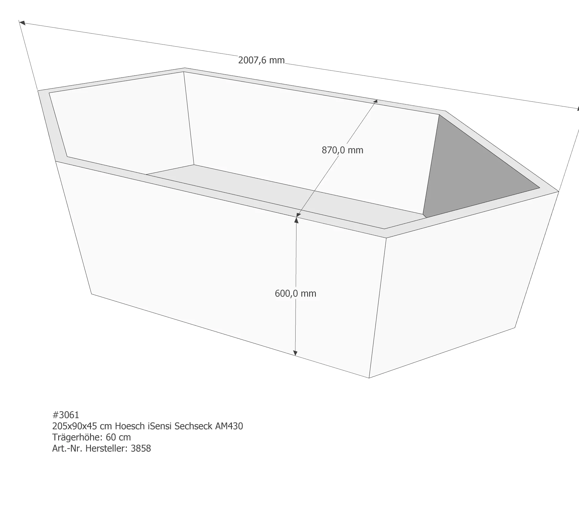 Badewannenträger für Hoesch iSensi 205 × 90 × 45 cm Badewannenträger für Hoesch iSensi 205 × 90 × 45 cm