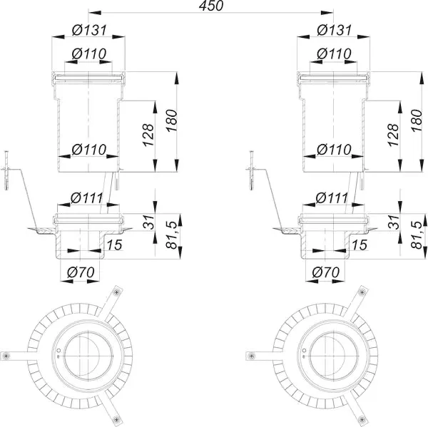 Brandschutz-Rohbauelement 11 Duo, DN 50 Brandschutz-Rohbauelement 11 Duo, DN 50
