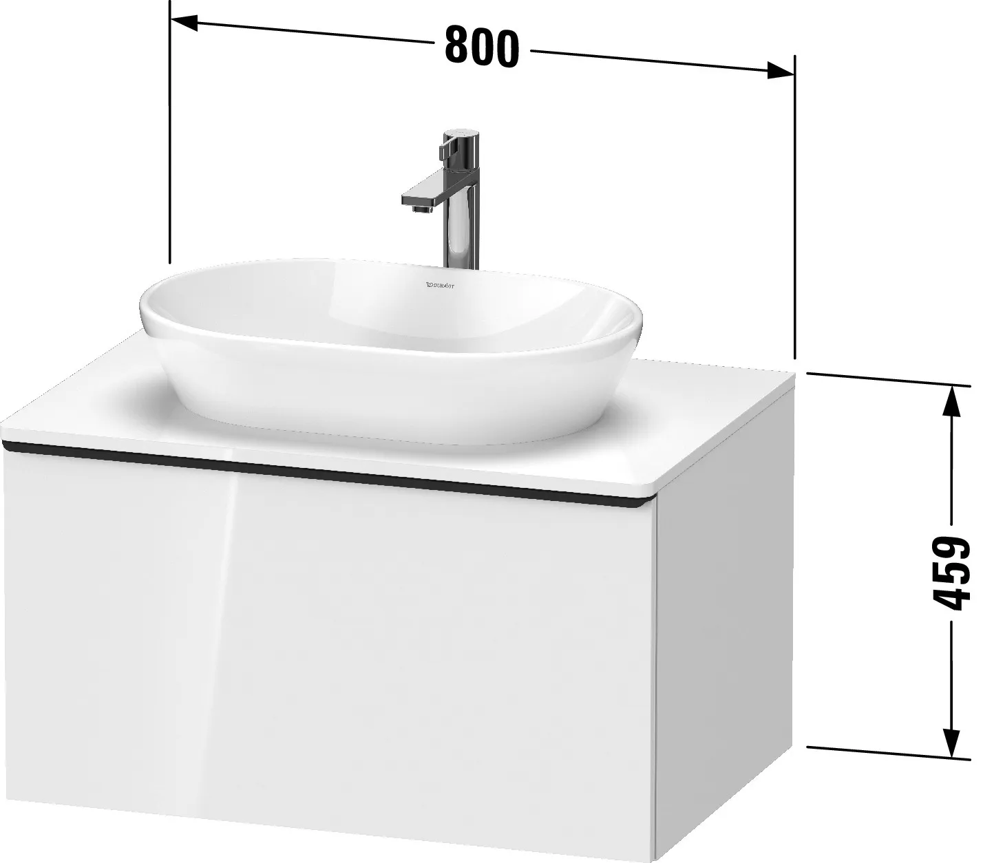 Duravit Waschtischunterschrank wandhängend „D-Neo“ 80 × 45,9 × 55 cm in Betongrau Matt