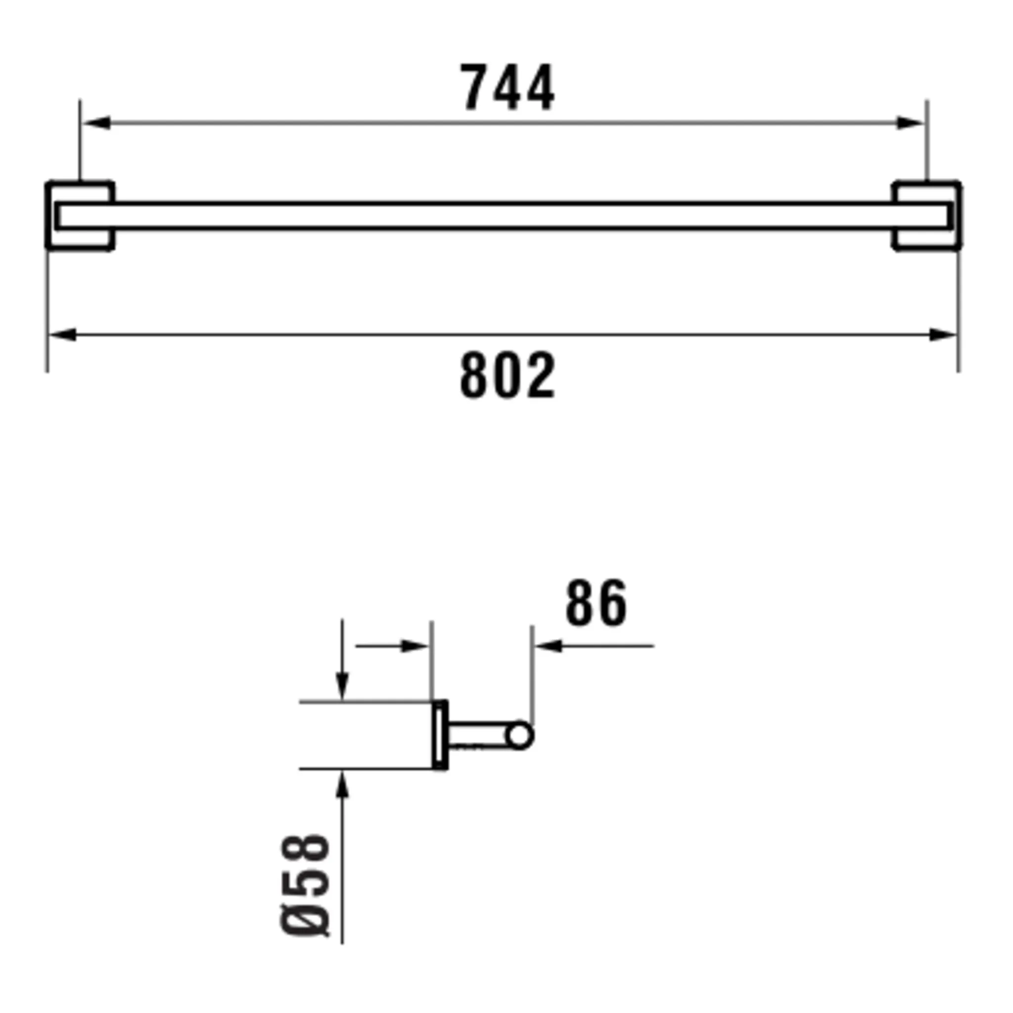 Niara S Handtuchstange 38107.2 80 cm titanschwarz matt