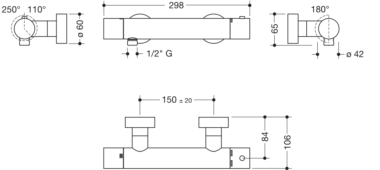 Zweihand-Duscharmatur „System-Armaturen“ 10,6 cm