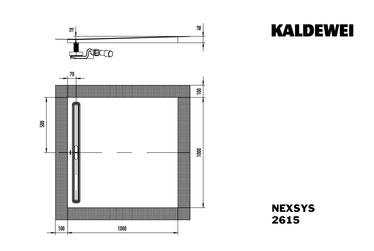 Kaldewei quadrat Duschwanne „Nexsys“ 100 × 100 cm in warm beige 20