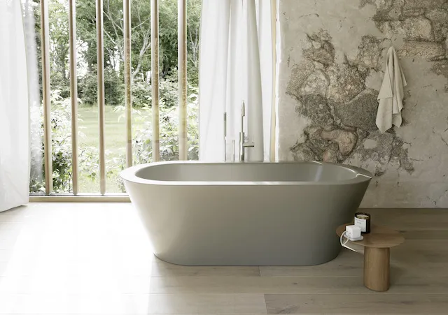 Bette BetteSilhouette Badewanne Oval Starlet Graphite 1850x850x420 mm Freistehend 2-Sitzer Schürzen-Badewanne glasierter Titan-Stahl