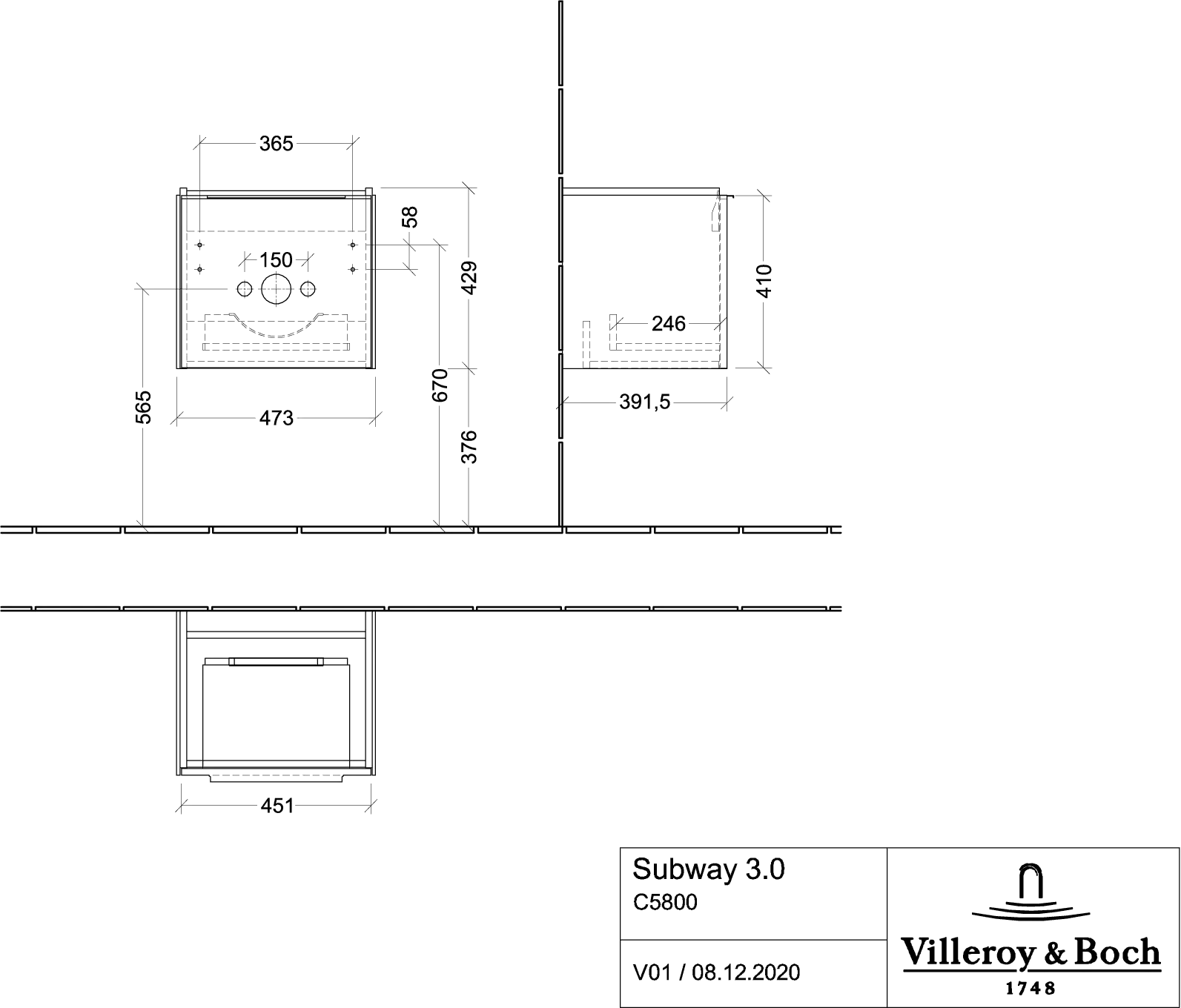 Villeroy & Boch Waschtischunterschrank „Subway 3.0“ für Schrankwaschtisch 473 × 429 × 408 mm White Oak, für Becken mittig Villeroy & Boch Waschtischunterschrank „Subway 3.0“ für Schrankwaschtisch 473 × 429 × 408 mm White Oak, für Becken mittig