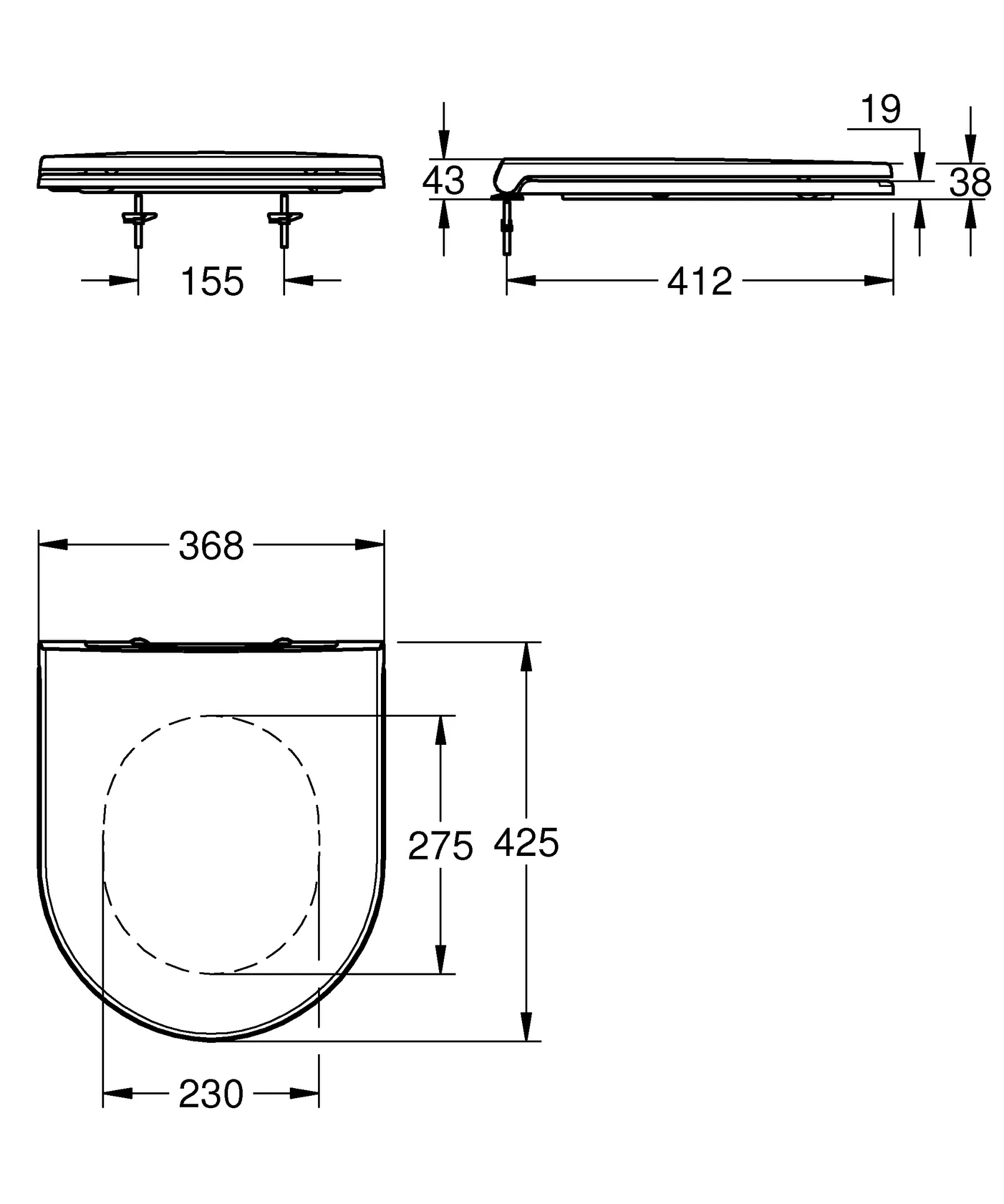 WC-Sitz Bau Keramik 39913_1, mit Deckel, Soft Close, Duroplast, flaches Design, alpinweiß