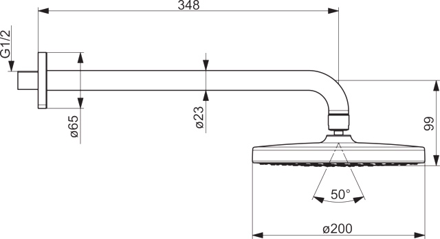 HA Kopfbrause HANSABASICJET 4436 1-strahlig Ausladung 348 mm DN 15 Chrom