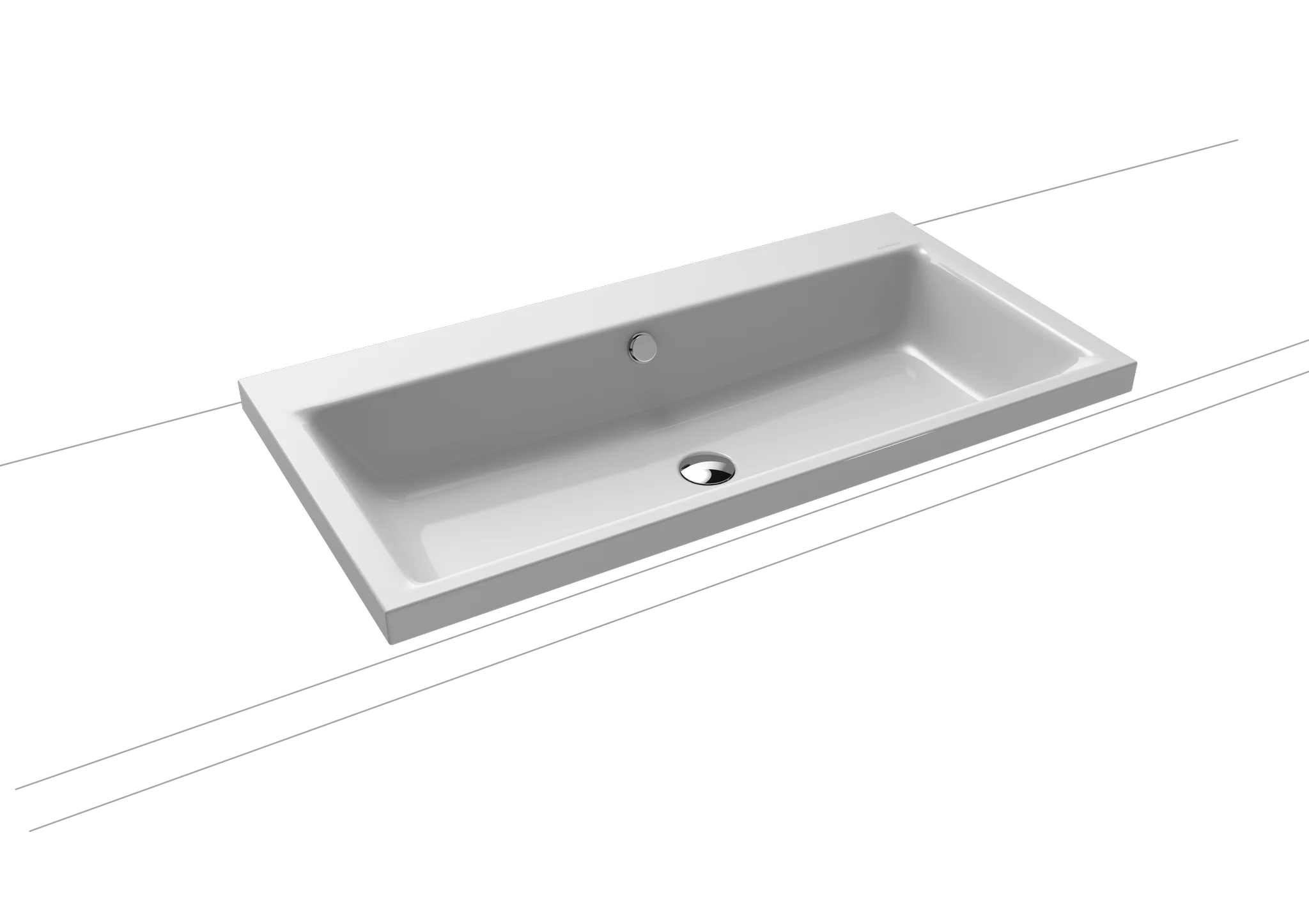 Kaldewei PURO Aufsatzwaschtisch, 900x460 mm, Randhöhe 40 mm, Perl-Effekt, Antidröhn mit Überlauf, chrom