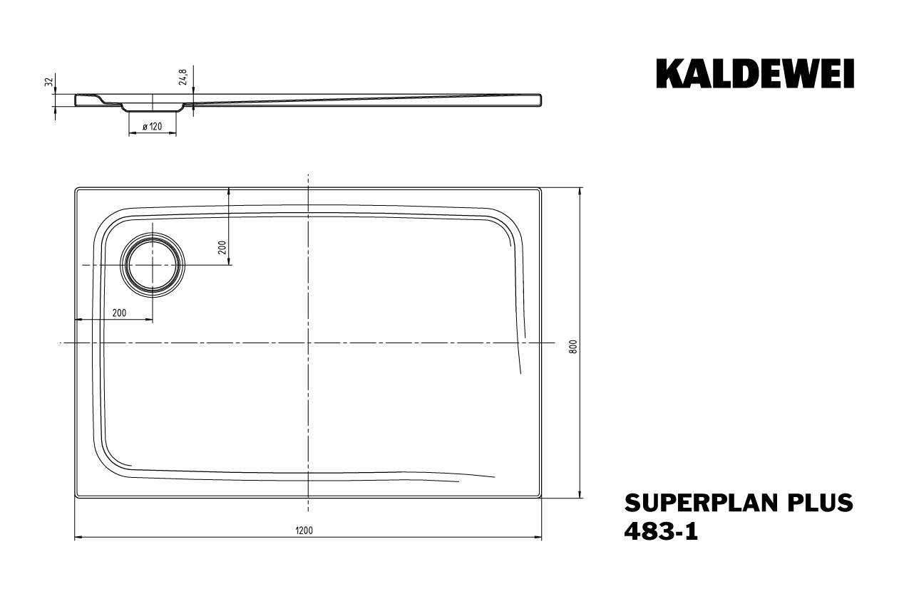 Kaldewei rechteck Duschwanne „Superplan Plus“ 80 × 120 cm in alpinweiß