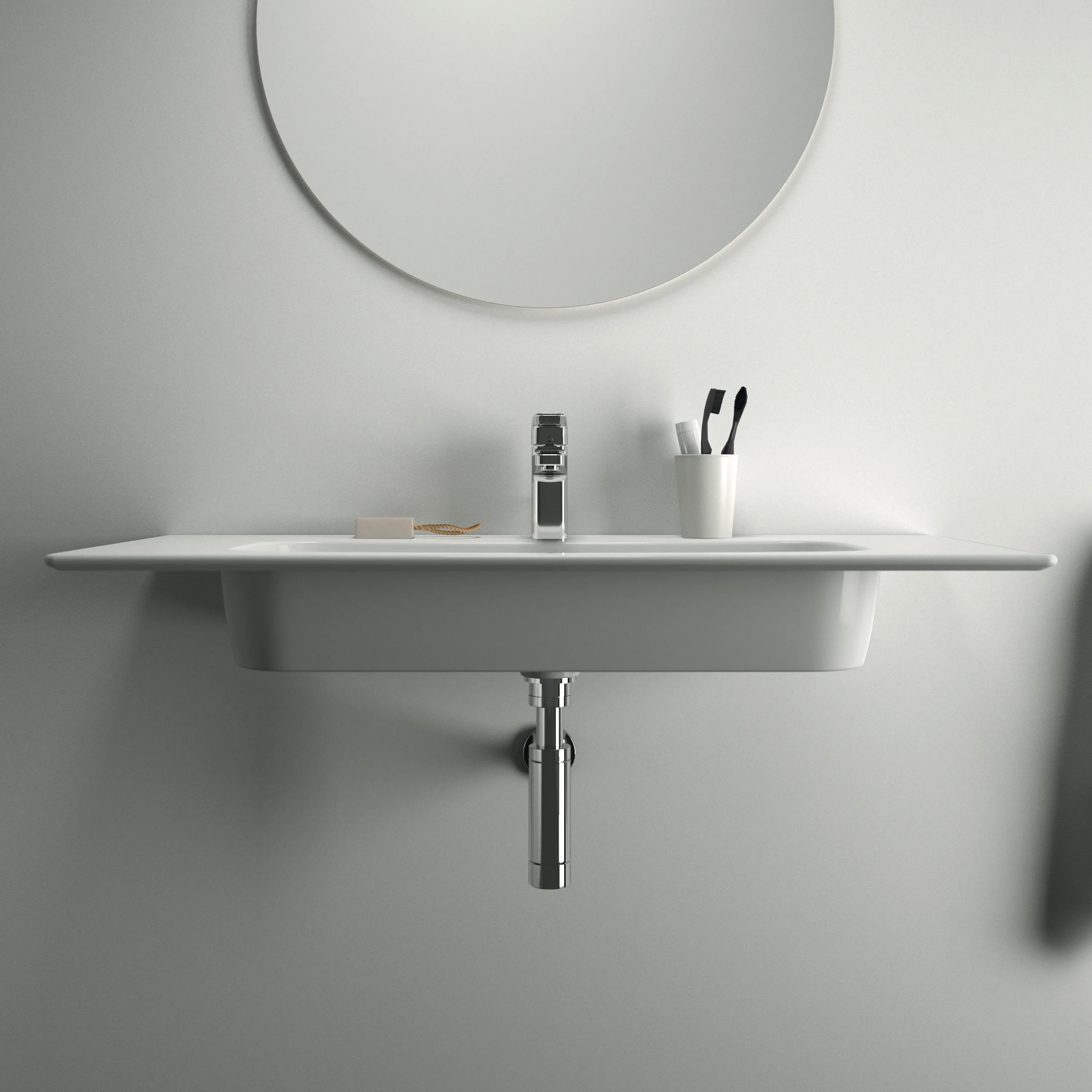 Waschbecken „i.life A“ 104 × 46 × 15,5 cm, Hahnlochposition mittig in Weiß Waschbecken „i.life A“ 104 × 46 × 15,5 cm, Hahnlochposition mittig in Weiß