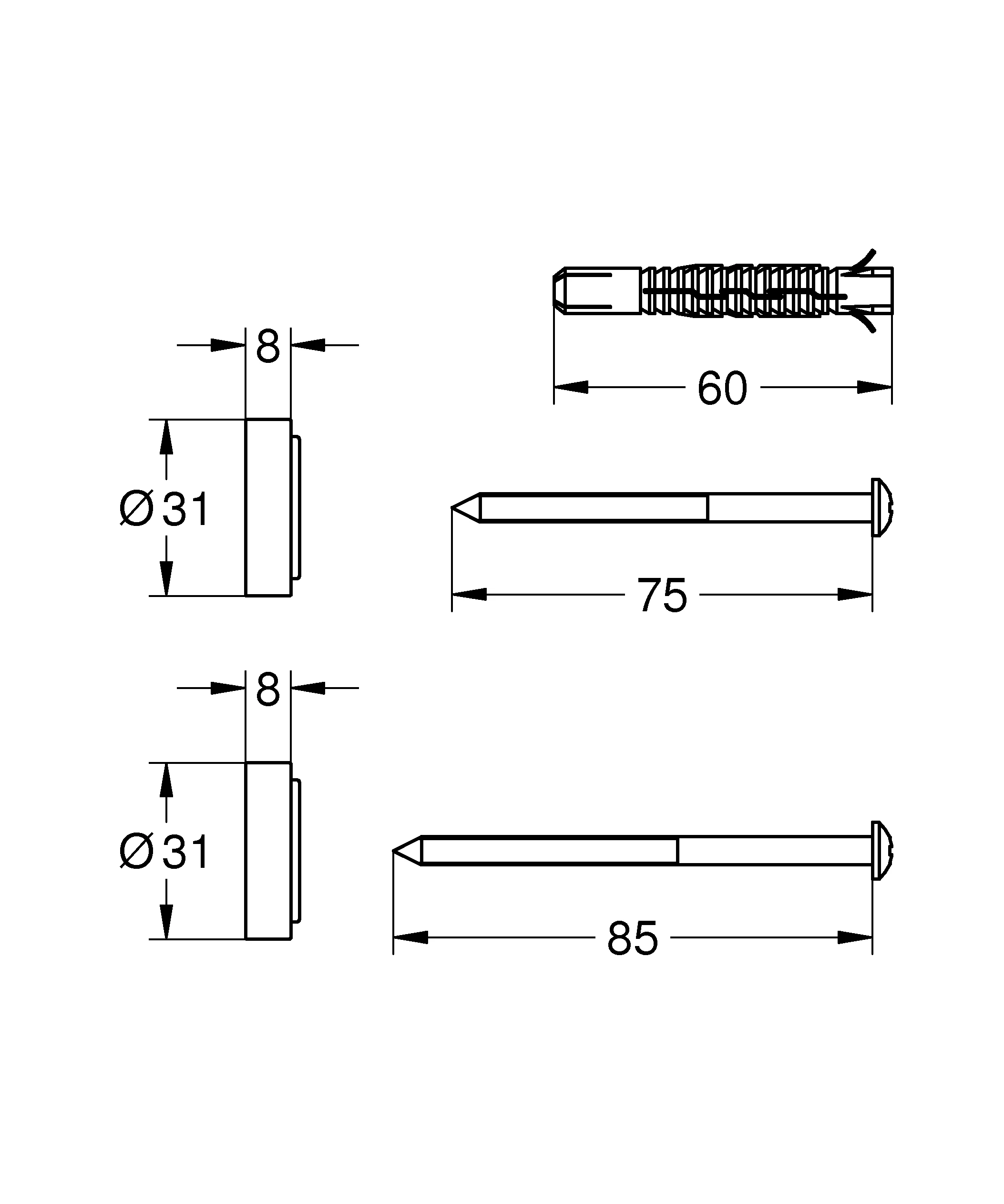 Ausgleichsscheibe Tempesta 26496, für Tempesta Flex Duschsysteme, chrom