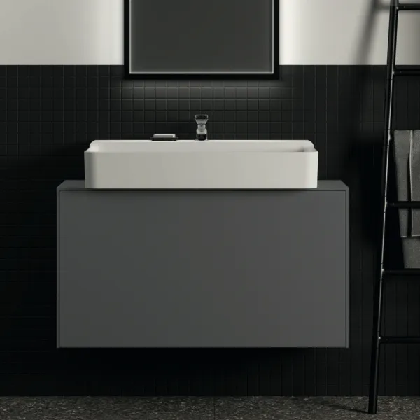 Ideal Standard Conca Waschtischunterschrank, Anthrazit matt, 1002x373x550 mm, 1 Auszug mit Push-Open und Softclose, hochverdichtete Dreischicht-Holzspanplatte