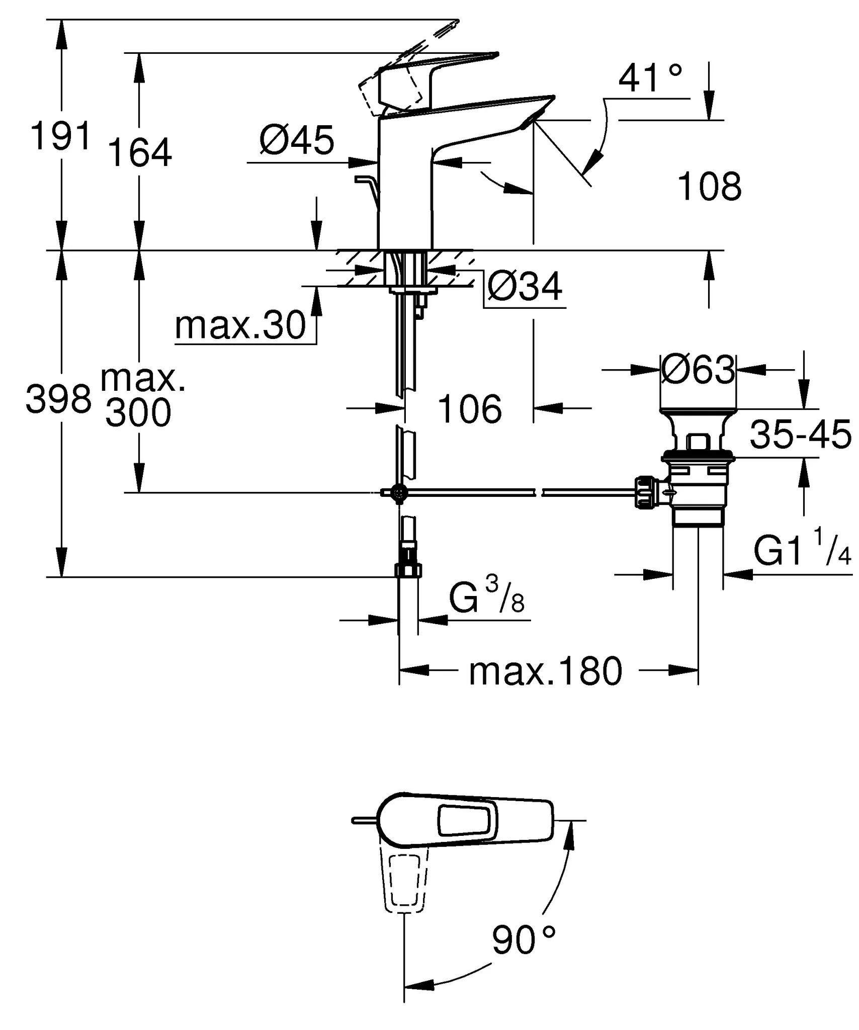 Grohe BauLoop Einhand-Waschtischbatterie, M-Size, Energie-Sparfunktion Mittelstellung kalt, chrom Grohe BauLoop Einhand-Waschtischbatterie, M-Size, Energie-Sparfunktion Mittelstellung kalt, chrom