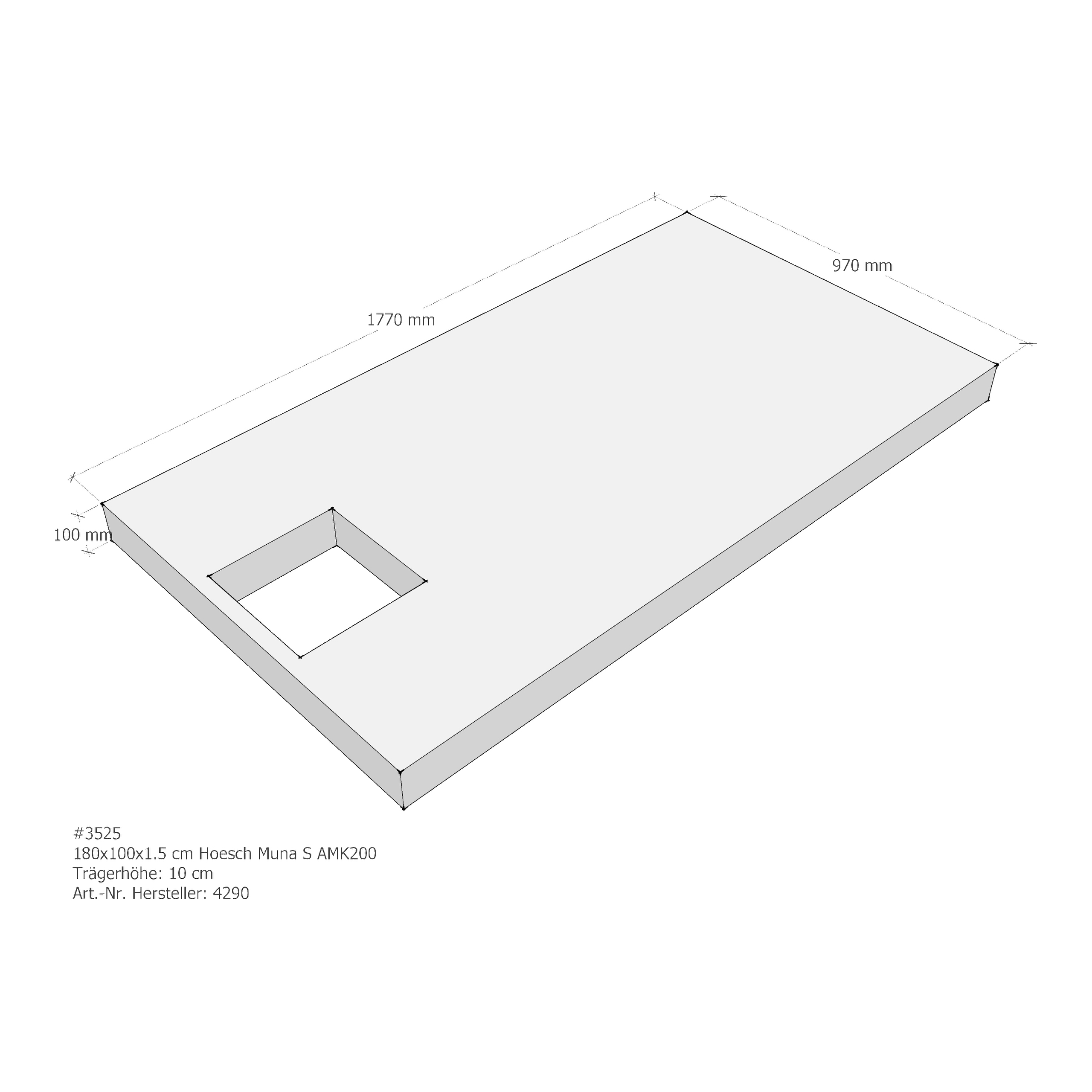 Duschwannenträger Hoesch Muna S 180x100x1,5 cm AMK300