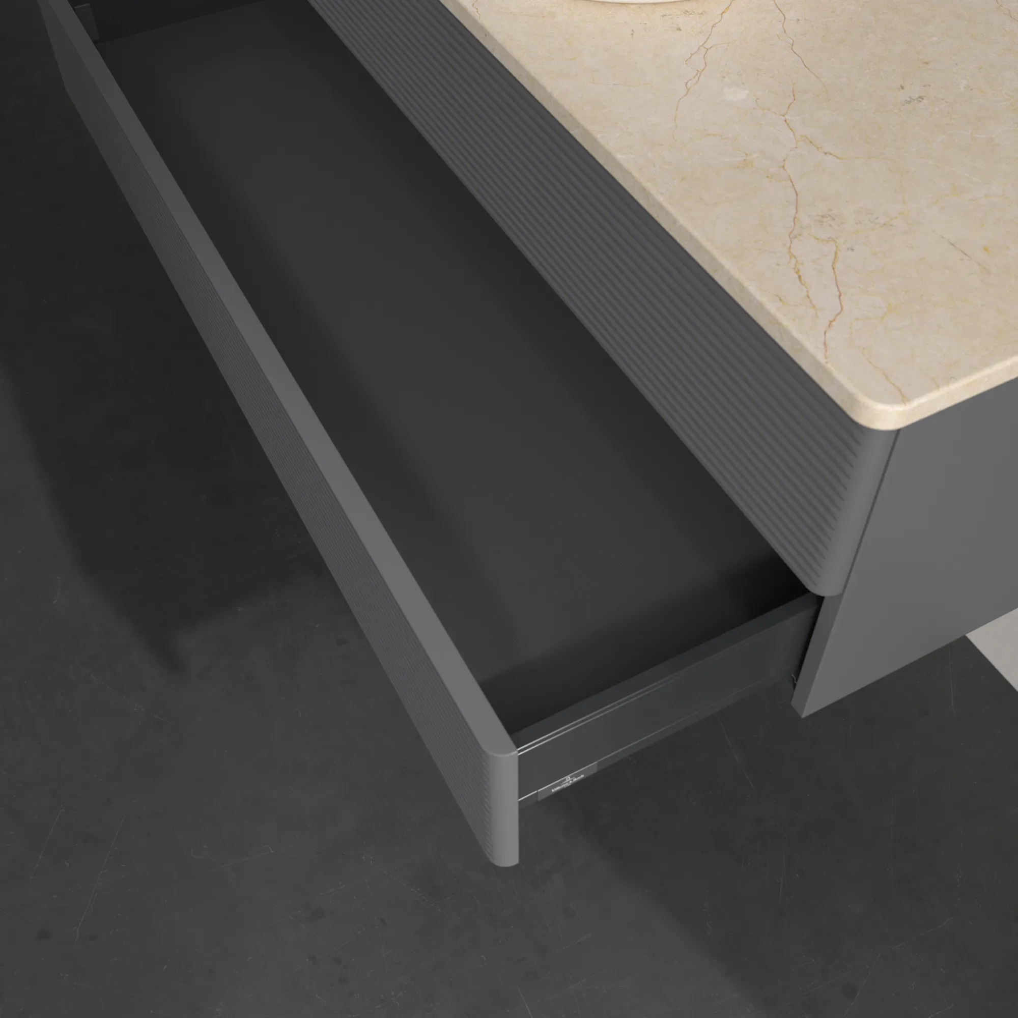 Villeroy & Boch Waschtischunterschrank „Antao“ 1200 × 360 × 500 mm Anthracite Matt Lacquer, für Becken mittig, ohne Beleuchtung Villeroy & Boch Waschtischunterschrank „Antao“ 1200 × 360 × 500 mm Anthracite Matt Lacquer, für Becken mittig, ohne Beleuchtung