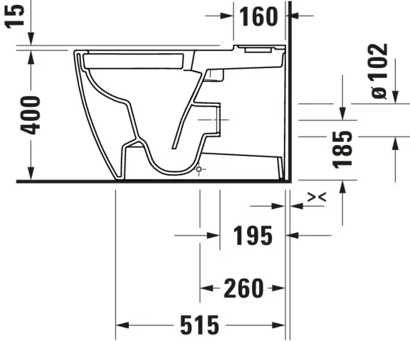 Stand WC für Kombination ME by Starck 650mm, weiß, Tiefspüler, rimmless Stand WC für Kombination ME by Starck 650mm, weiß, Tiefspüler, rimmless