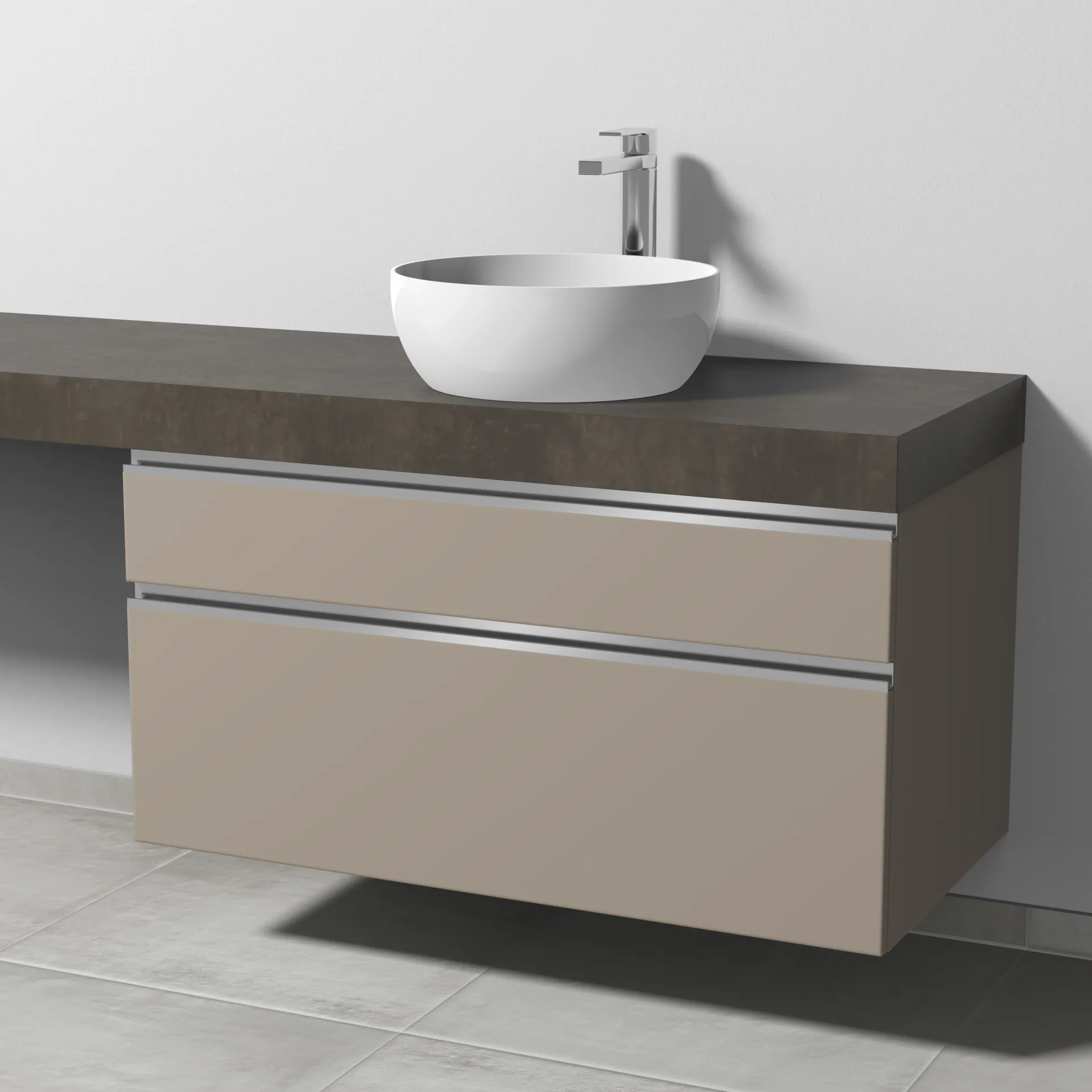 Sanipa Waschtischunterschrank „2morrow“ 1000 × 510 × 520 mm in Sandgrau (matt)