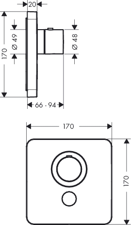 Thermostat UP Axor ShowerSelect Highflow FS 1 Verbraucher chrom