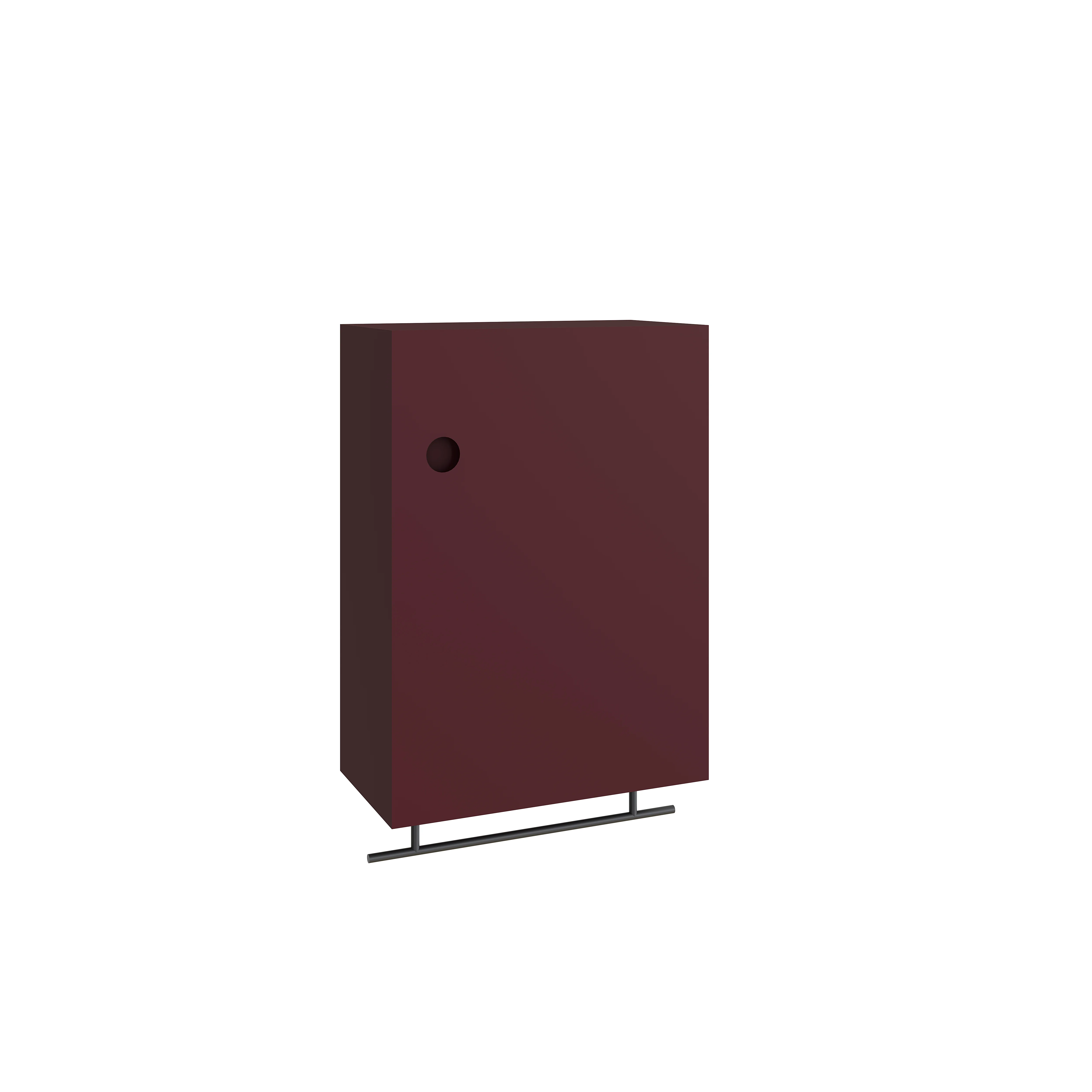 Plural Oberschrank mit Handtuchhalter mit 1 Tür 40 x 21 x 55 cm (BxTxH) Türanschlag rechts Burgunderrot Matt