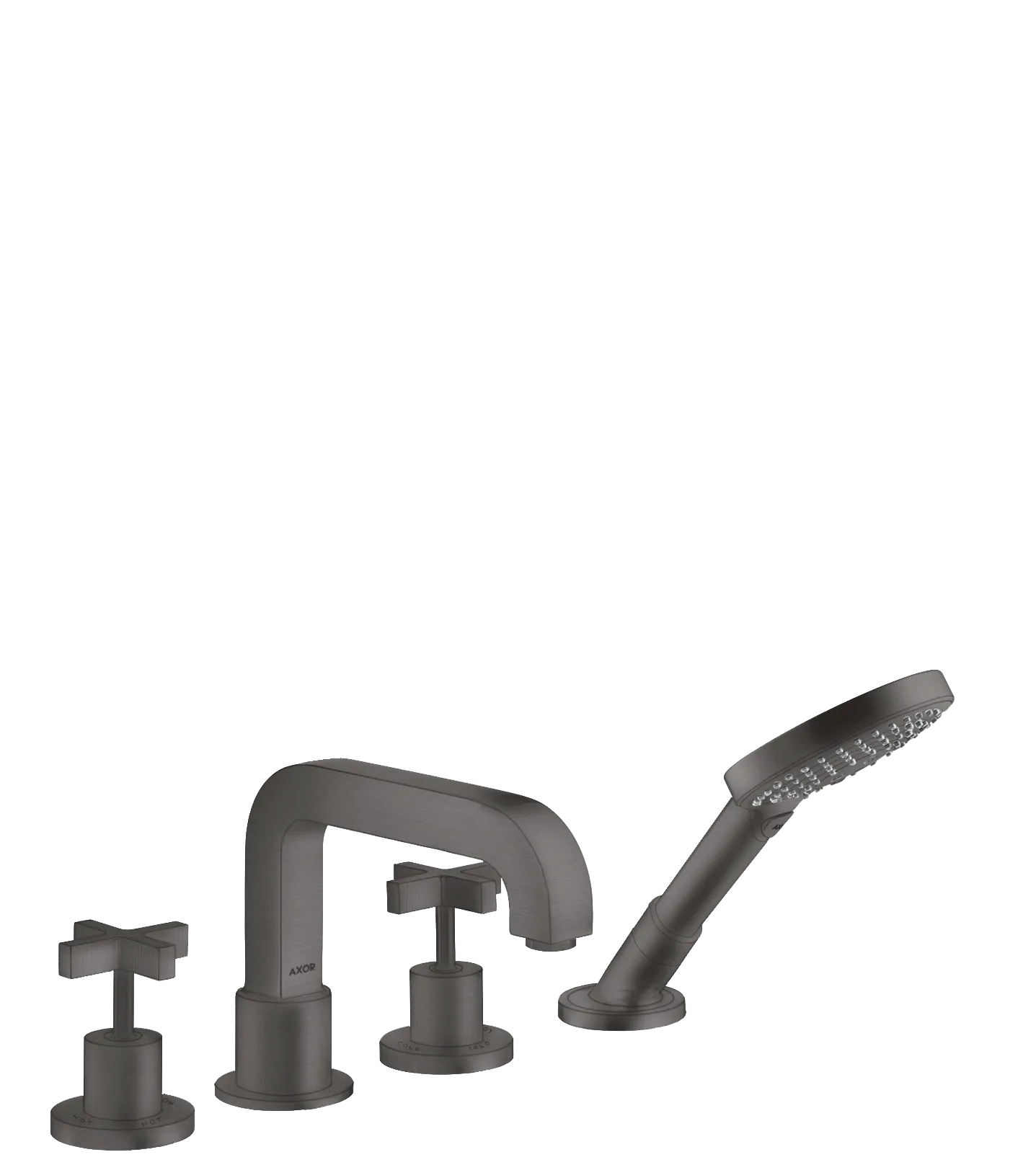 Hansgrohe AXOR Citterio 4-Loch Fliesenrandarmatur Brushed Black Chrome, Ausladung 190 mm, max. Durchfluss 21 l/min, RainAir/WhirlAir-Handbrause