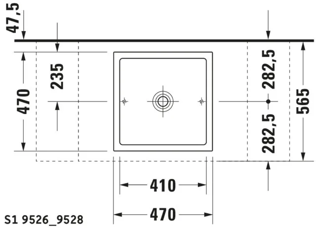 Aufsatzwaschtisch „Starck 1“, ohne Überlauf, Hahnlochposition mittig