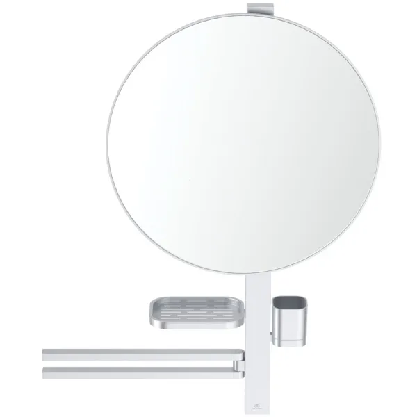 Beauty Bar Accessoires-Kombination Alu+ L800 mit Spiegel Durchmesser 500mm Rose