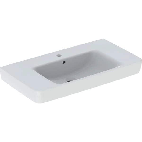 Wandwaschtisch mit Ablagefläche „Renova Plan“, rechteckig 90 × 48 cm Größe: 90 × 48 cm / Hahnlochposition: mittig / Oberflächenveredelung: ohne Oberflächenveredelung / Überlauf: mit Überlauf