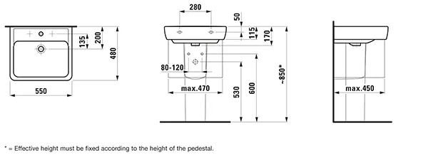 Waschtisch PRO A 480x550x170 1 Hahnloch mit Überlauf weiß Waschtisch PRO A 480x550x170 1 Hahnloch mit Überlauf weiß