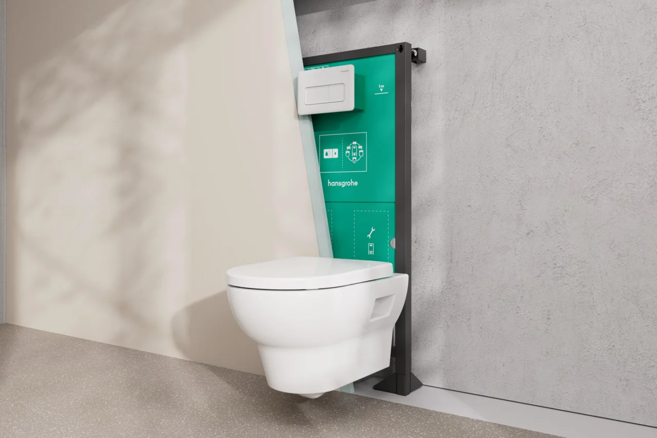 Hansgrohe iFrame Original Q Betätigungsplatte, weiß, für 2-Mengen-Spülsysteme, mechanisch, Wandmontage