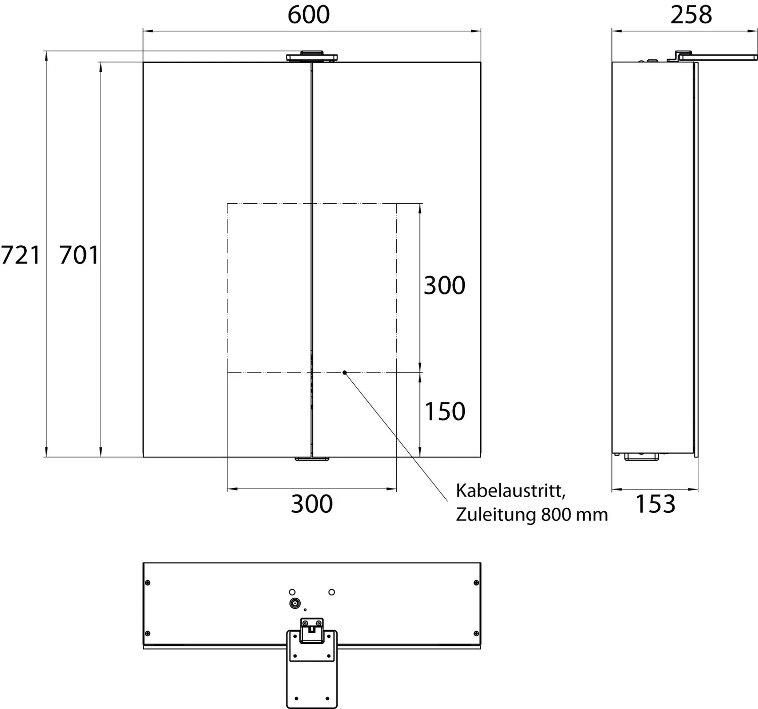 Lichtspiegelschrank pure II LED-Leuchte, Aufputz, mit Waschtischbeleuchtung, 2 Türen, 600mm